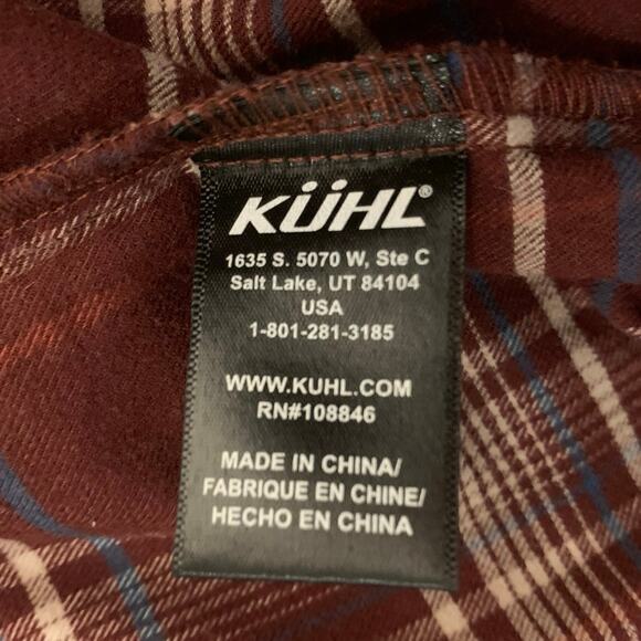 Kuhl Fugitive Flannel Mens Small Plaid Long Sleeve Shirt Brown Button Pocket - Picture 9 of 12